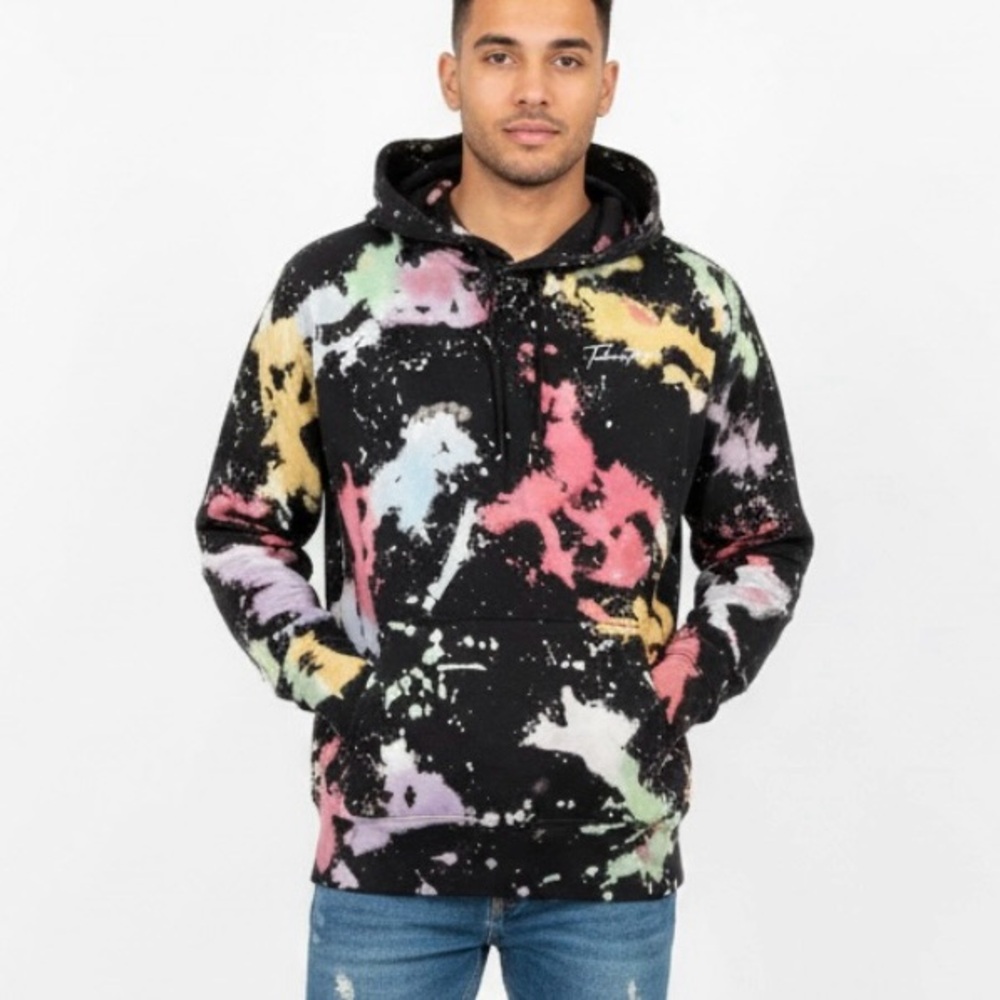 Talentless Men Sweatshirt Paint Splatter Black Hoodie Edgy Streetwear Gorpcore S